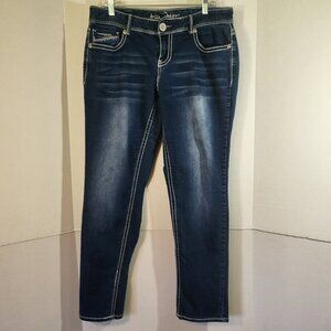 Ariya Jeans Women's Embellished Whisker Faded Jeans Size 15/16 Blue